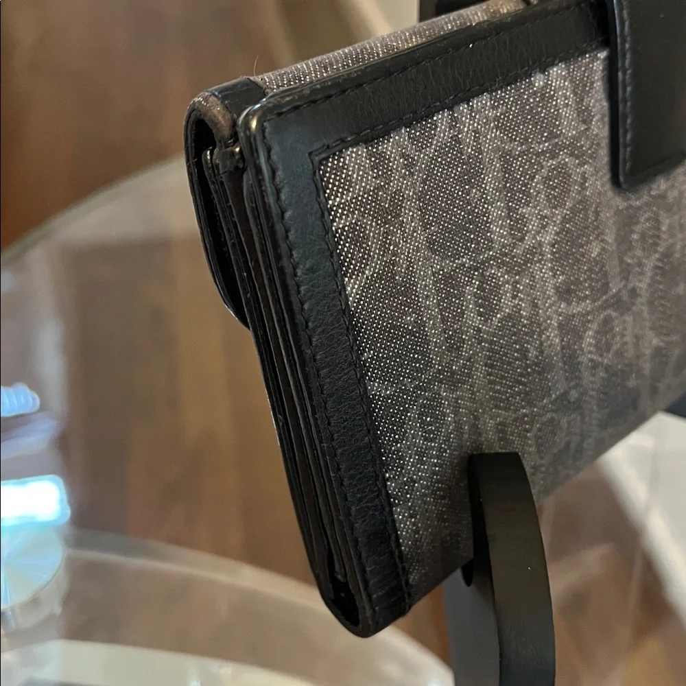 Vintage Christian Dior Canvas and Leather Long Wallet